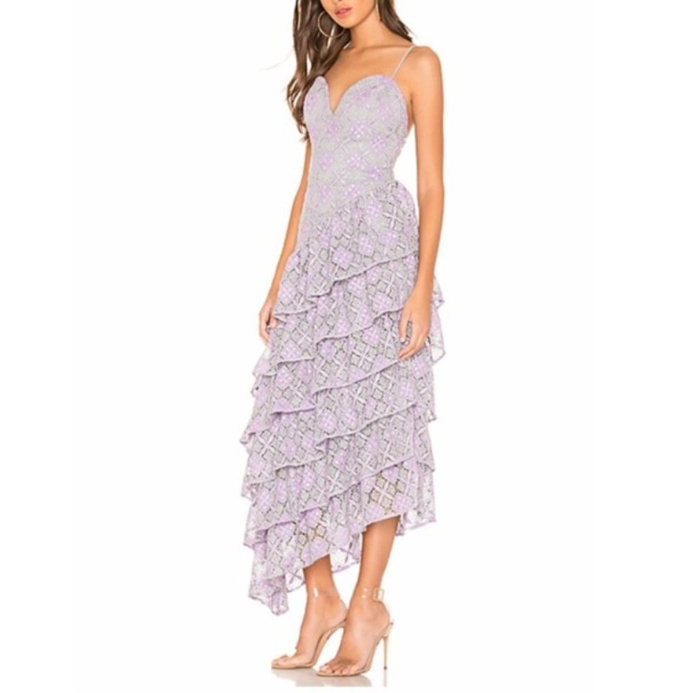 Majorelle Oracle Sleeveless Purple Silver Cocktail Gown. Size XS. Classy Rare